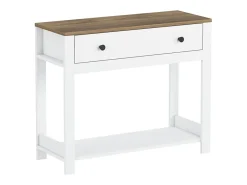 Consola para recibidor color negro estilo clásico con cajón Corlay - Blanco