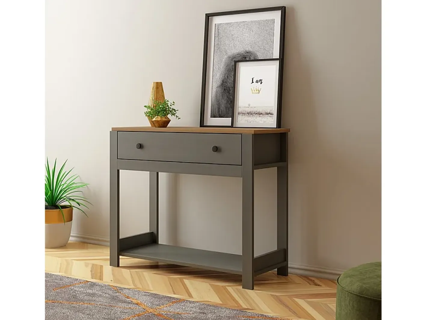 Clearance Consola para recibidor color blanco estilo clásico con cajón Corlay - Negro