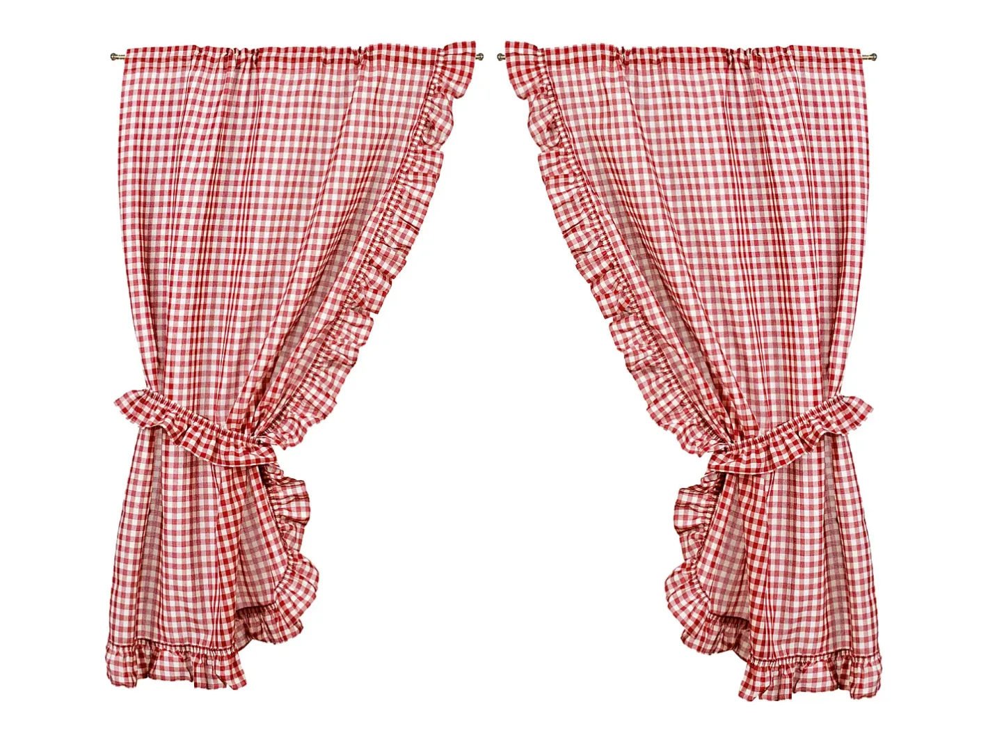 Cortina Bonne femme a cuadros vichy rojos y blancos 75 x 160 cm Rosa