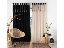 Douceur d'intérieur Cortina con lazos y borlas 140 x 240 cm Beige Best