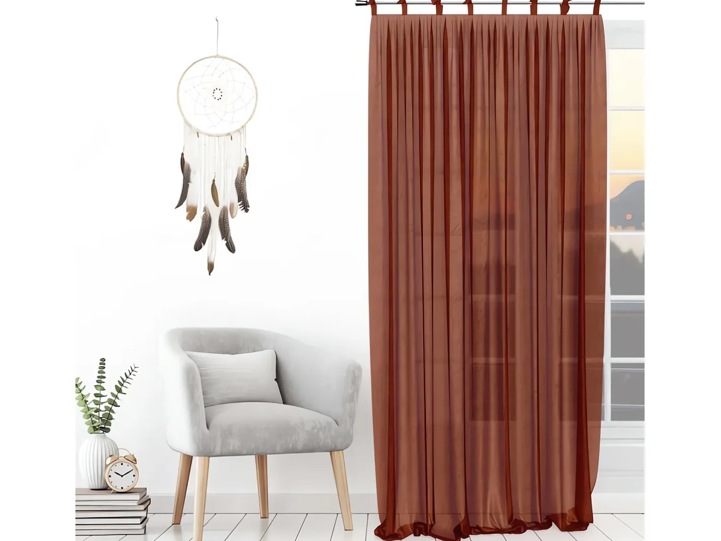 Soleil d'ocre Cortina con nudos 135x250 cm SPIRIT Ladrillo Rojo Discount