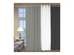 Discount Soleil d'ocre Cortina con ojales de algodón puro 135x250 cm PANAMA claro Gris