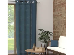 Soleil d'ocre Ropa De Casa-Cortina con ojales de algodón puro 135x300 cm PANAMA turquesa, por Azul