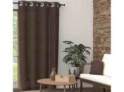 Discount Soleil d'ocre Cortina con ojales de algodón puro 135x250 cm PANAMA marrón, de Marru00f3n