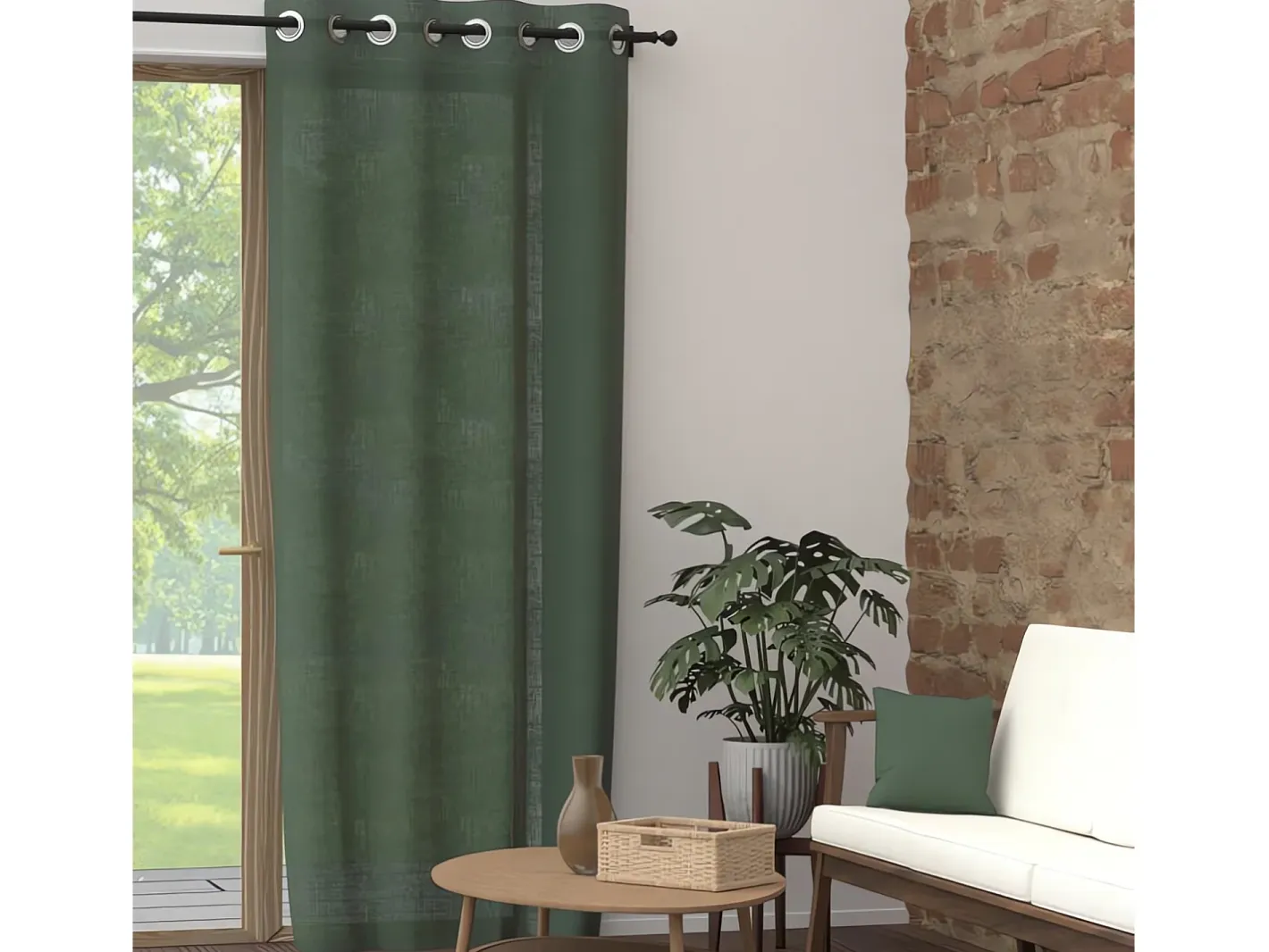 Soleil d'ocre Cortina con ojales de algodón puro 135x300 cm PANAMA caqui, por Verde Clearance