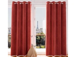 Soleil d'ocre Ropa De Casa-Cortina con ojales de TERCIOPELO terracota Naranja