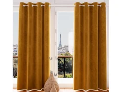 Soleil d'ocre Cortina con ojales de TERCIOPELO ocre Naranja Clearance
