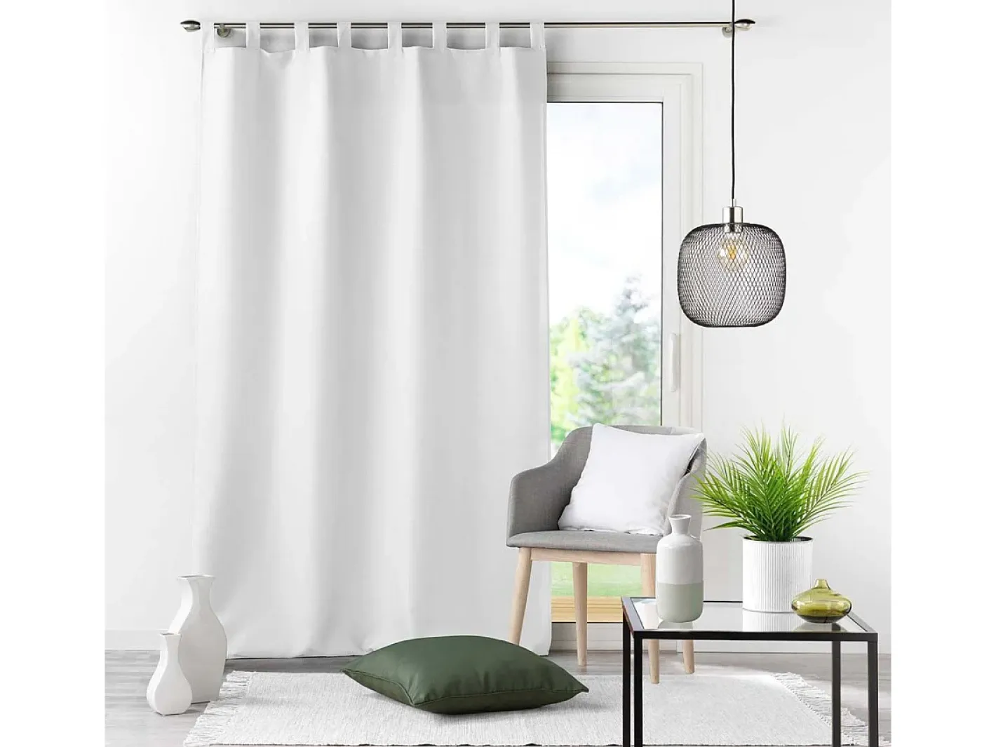 Discount Douceur d'intérieur Cortina con ojales en poliéster liso – Sobriedad y elegancia en atemporal Blanco