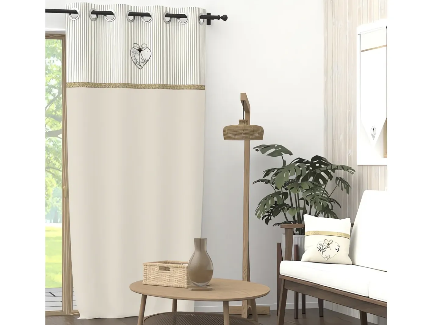Soleil d'ocre Ropa De Casa-Cortina con ojales 135x250 cm AIMEE, por Beige