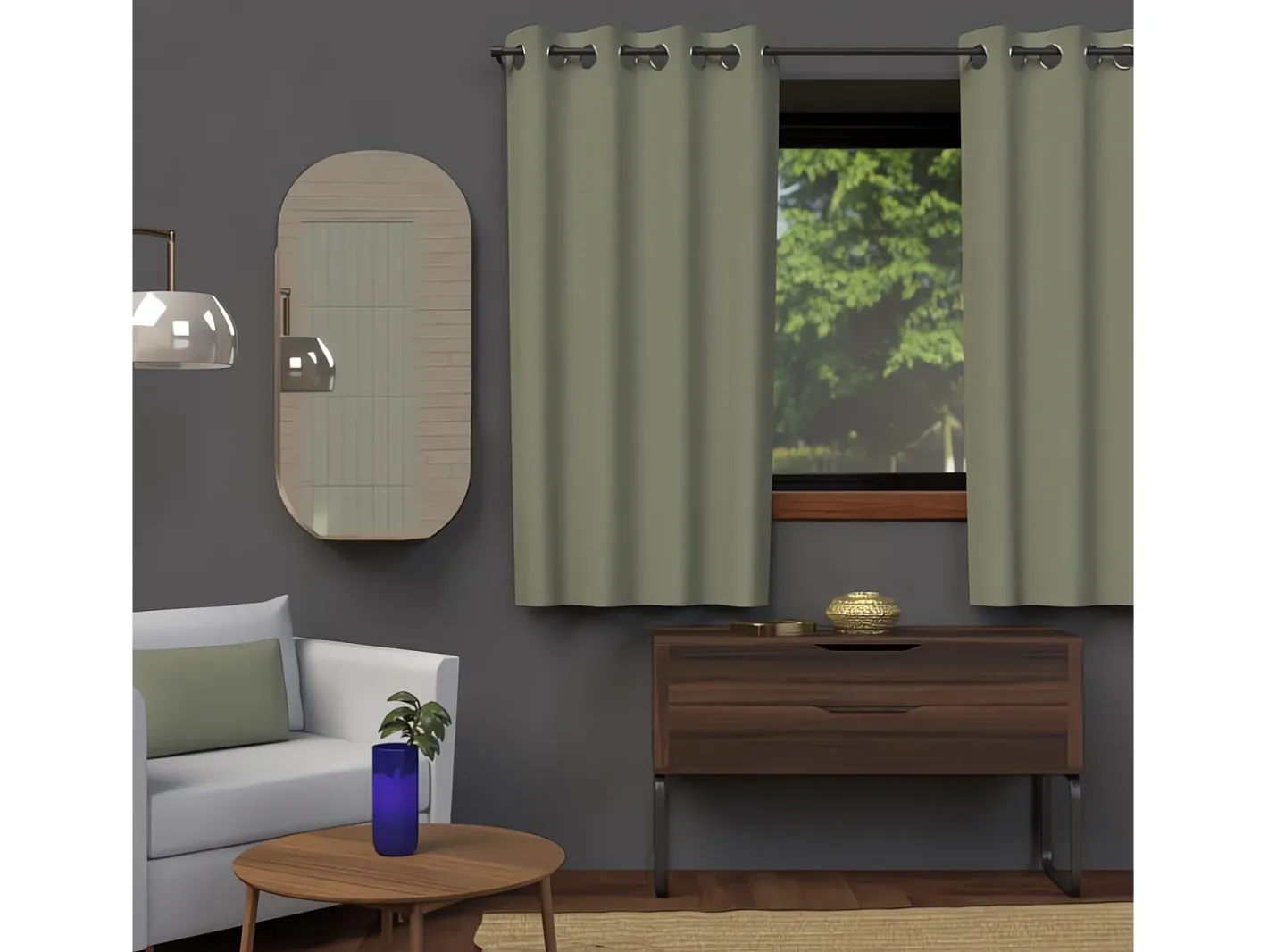 Sale Soleil d'ocre Cortina con ojales 135x180 cm BLACKOUT caqui Verde