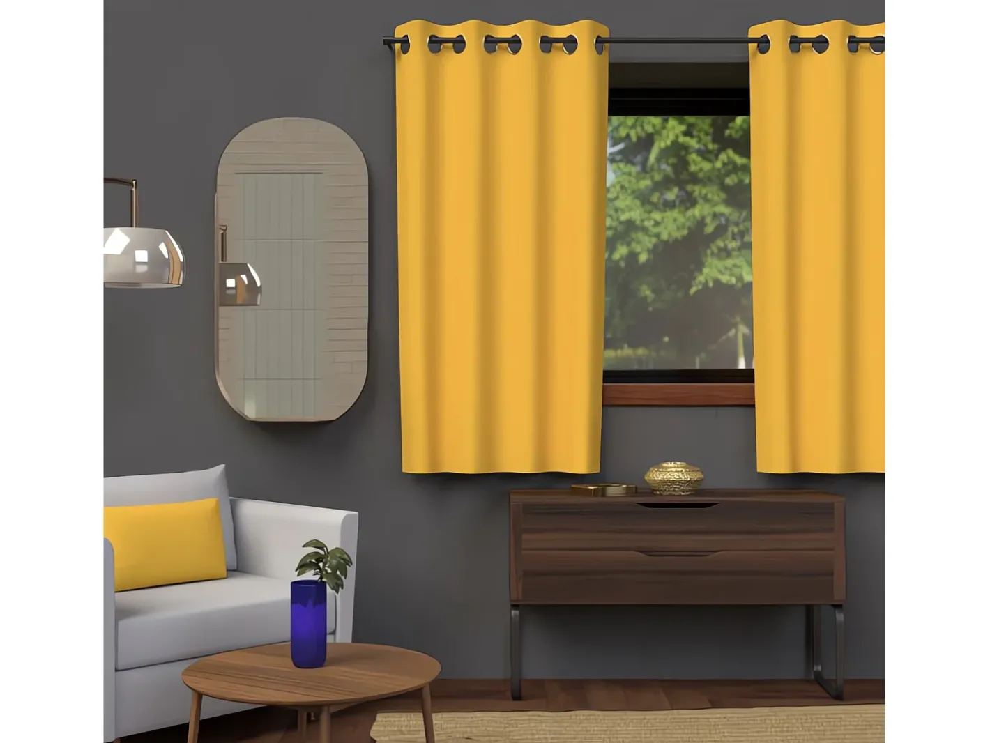 Soleil d'ocre Ropa De Casa-Cortina con ojales 135x180 cm BLACKOUT radiante Amarillo