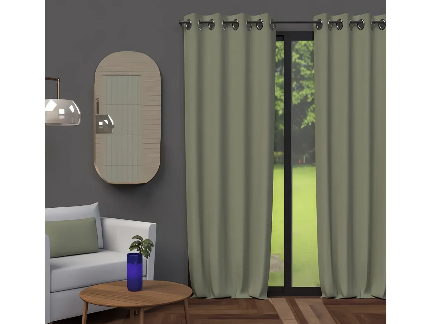 Soleil d'ocre Cortina con ojales 135X250 cm BLACKOUT caqui Verde