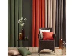 Douceur d'intérieur Ropa De Casa-Cortina con ollaos 100% algodón Panamá Gris