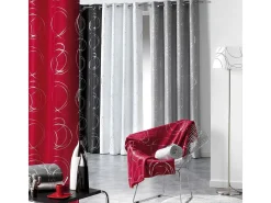 Douceur d'intérieur Cortina con ollaos impresión "hebillas estilizadas y argentadas 140 x 260 cm Blanco