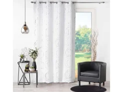 Douceur d'intérieur Cortina con ollaos impresión "hebillas estilizadas y argentadas 140 x 260 cm Blanco