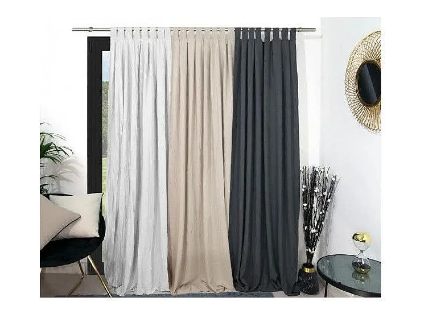 Soleil d'ocre Cortina con patas de microfibra lavada 135x250 cm BOHEME Blanco Sale