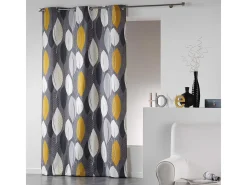Douceur d'intérieur Ropa De Casa-Cortina de algodón "farándola de hojas" 140 x 240 cm Amarillo
