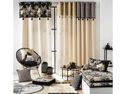 Hot Douceur d'intérieur Cortina de decoración con estilo dorado 140 x 240 cm Beige
