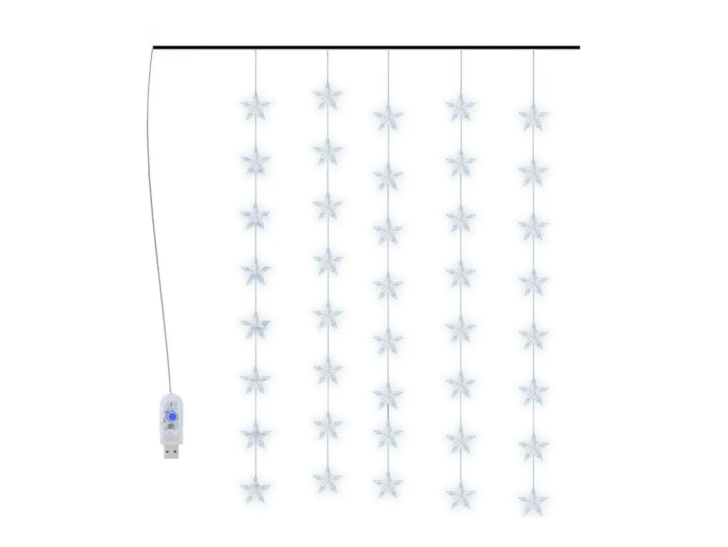 vidaxl Cortina de luces estrellas 200 LEDs frío 8 funciones Blanco Hot