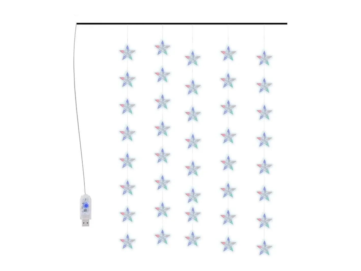 Clearance vidaxl Cortina de luces estrellas 200 LEDs de colores 8 funciones Gris