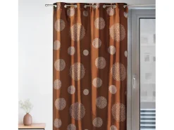 Ropa De Casa-Cortina de mobiliario de tafetán estampada plata 140 x 260 cm Marru00f3n chocolate