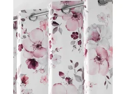 Clearance Douceur d'intérieur Cortina de terciopelo floral 140 x 240 cm Blanco