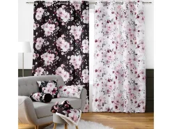Clearance Douceur d'intérieur Cortina de terciopelo floral 140 x 240 cm Blanco