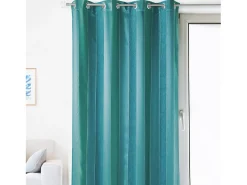 Ropa De Casa-Cortina en Jacquard con Rayas "Chenilla" Verticales 135 x 260 cm Azul verdoso