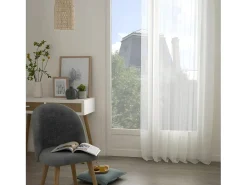 Atmosphera Ropa De Casa-Cortina fina lisa con ojales Blanco