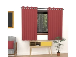 Soleil d'ocre Cortina lisa con ojales antiarrugas135x180 cm ALIX Rojo