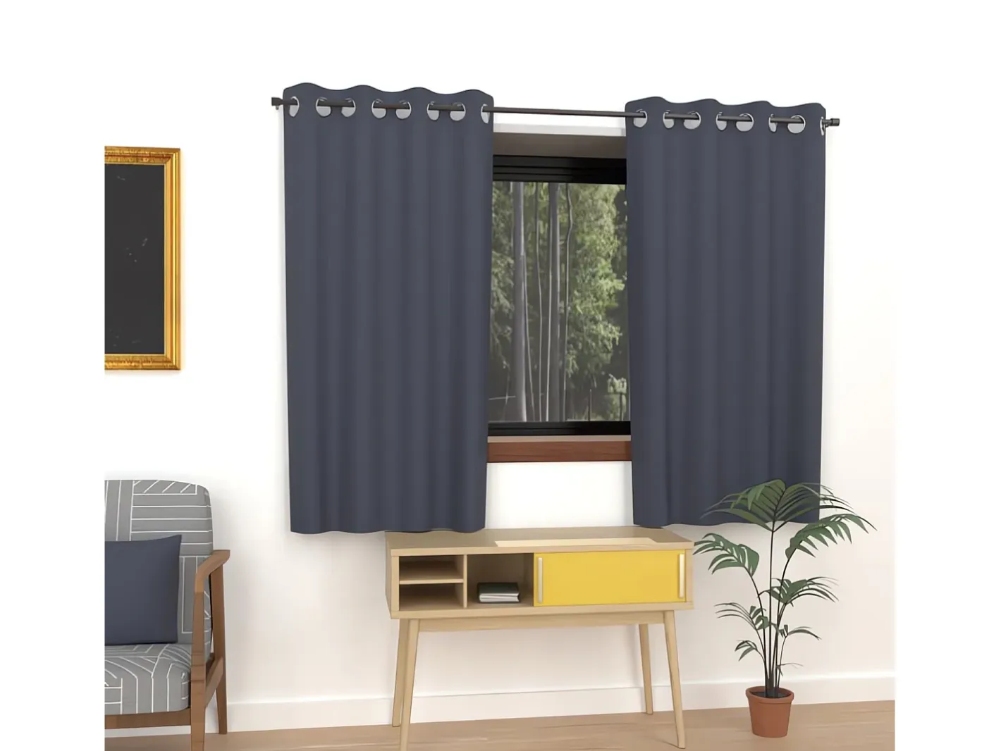 Outlet Soleil d'ocre Cortina lisa con ojales antiarrugas 135x180 cm ALIX blue jeans Azul oscuro