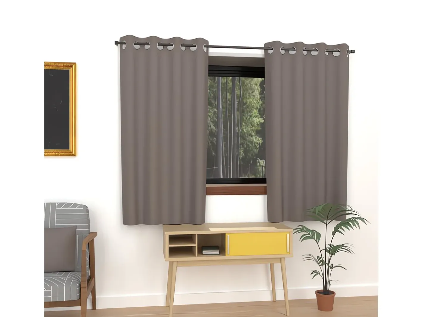 Best Soleil d'ocre Cortina lisa con ojales antiarrugas 135x180 cm ALIX mocha Marru00f3n