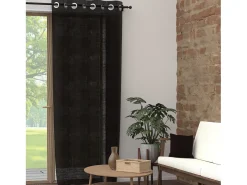 Soleil d'ocre Ropa De Casa-Cortina ojales de algodón puro 135x300 cm PANAMA , por Negro