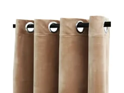 Ropa De Casa-Cortina opaca con anillas de metal terciopelo 290x245 cm ES596579 Beige