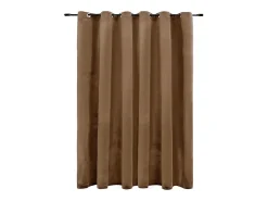 Ropa De Casa-Cortina opaca con anillas de metal terciopelo 290x245 cm ES596579 Beige