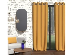 Online Soleil d'ocre Cortina opaca con claveles 135x250 cm mostaza BOHEME Amarillo