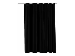 Sale Cortina opaca con ganchos look de lino 290x245 cm ES733960 Negro