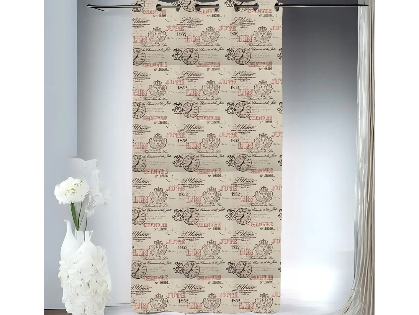 Cortina opaca impresión "fábrica" 145 x 260 cm Beige