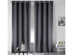 Douceur d'intérieur Ropa De Casa-Cortina opaca lisa con ollaos 135 x 240 cm Gris