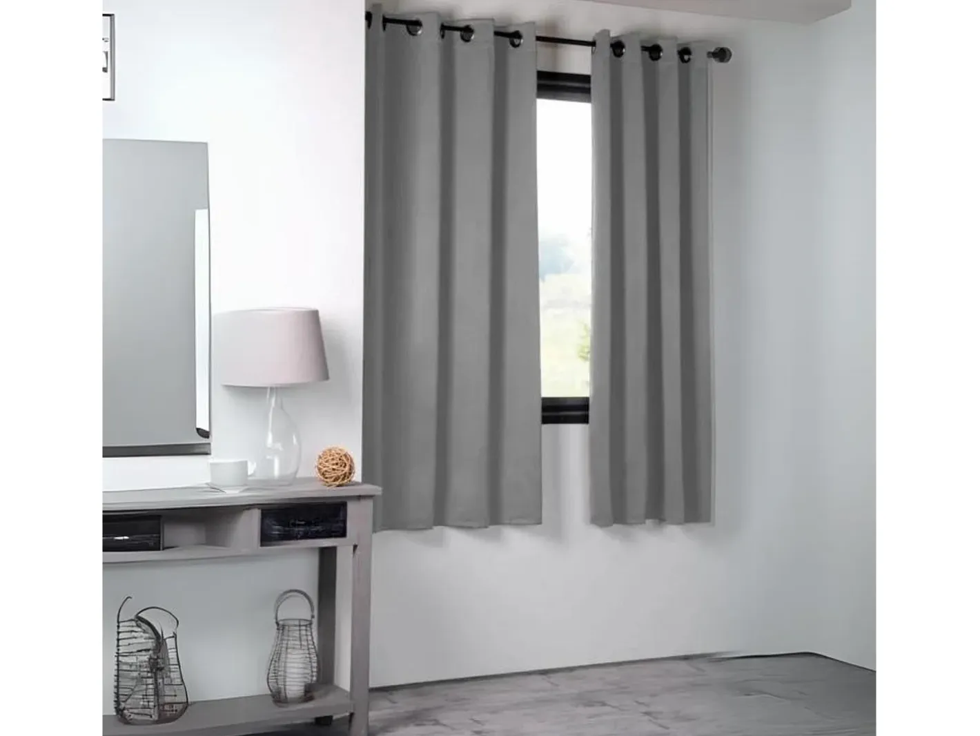 Cortina opaca unida 210gr/m² 135 x 250 cm Gris claro Online