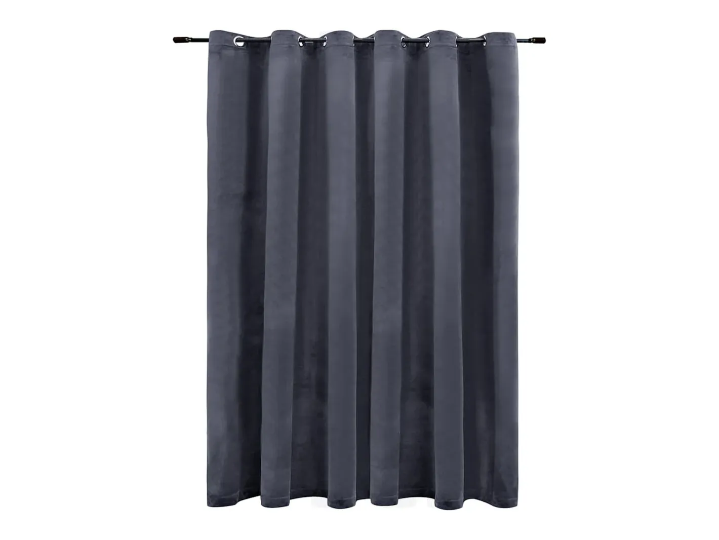 Cortina opaca y anillas de metal terciopelo antracita 290x245cm ES749493 Gris antracita