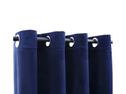 Cortina opaca y anillas metal terciopelo oscuro 290x245 cm ES193420 Azul Online