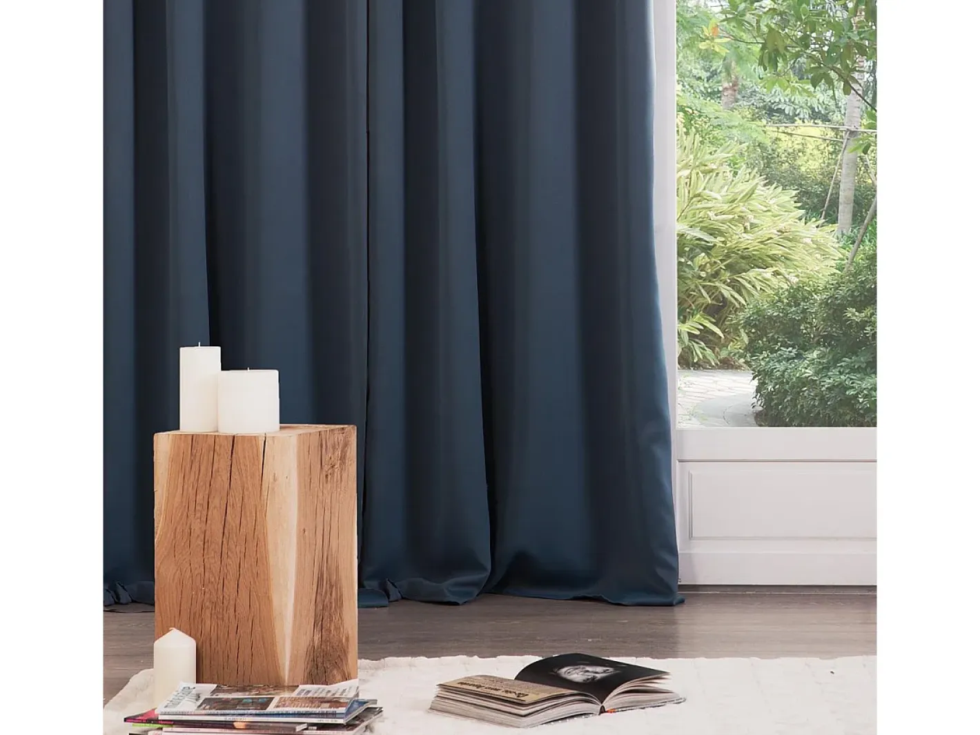 Atmosphera Ropa De Casa-Cortinas Opaco 135 x 240 cm Poliéster Verde Azul