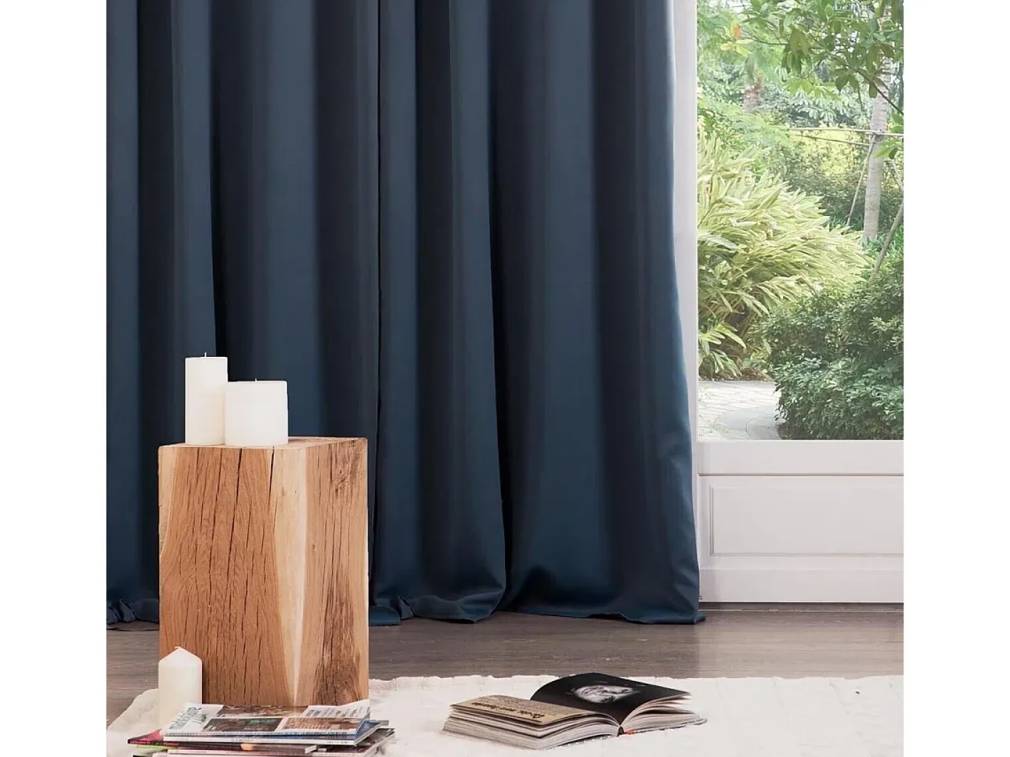 Atmosphera Ropa De Casa-Cortinas Opaco 135 x 240 cm Poliéster Verde Azul