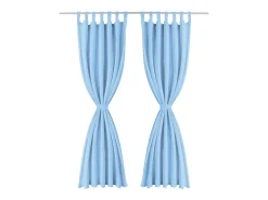 Cortinas de micro-raso con bucles 2 unidades 140x175cm turquesa ES583269 Azul Discount