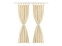 Cortinas de micro-raso con bucles 2 unidades 140x225 cm beis ES116038 Beige Hot