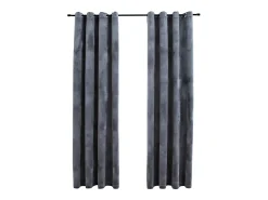 Ropa De Casa-Cortinas opacas anillas 2 uds terciopelo antracita 140x175 cm ES703996 Gris antracita