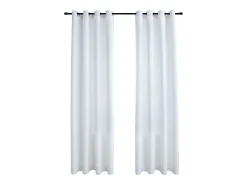Ropa De Casa-Cortinas opacas anillas de metal 2 pzas crudo 140x245 cm ES645231 Blanco