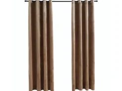 Ropa De Casa-Cortinas opacas con anillas 2 uds terciopelo 140x225 cm ES380248 Beige