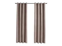 Cortinas opacas con anillas de metal 2 piezas gris 140x225 cm ES160342 Topo New